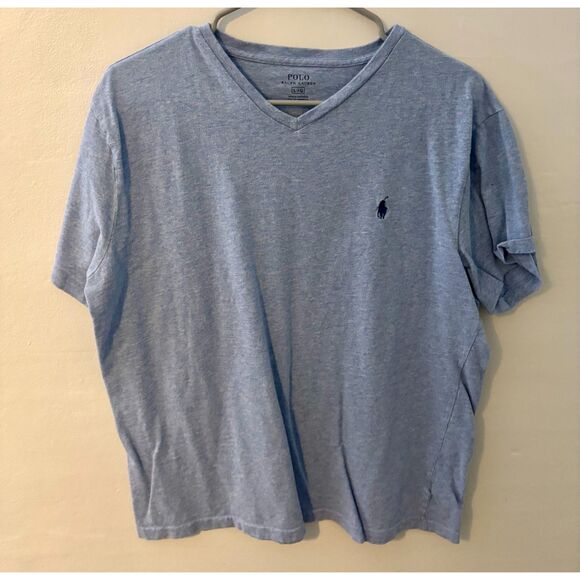 Polo Ralph Lauren Men’s V-Neck T-Shirt Blue Heather Short Sleeve Pony Size L - Picture 1 of 2